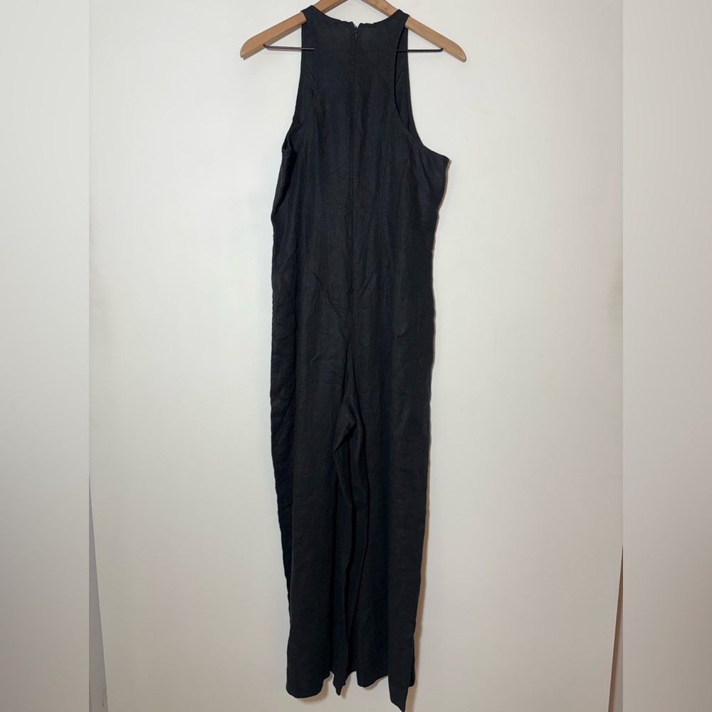 NWT MADEWELL Seamed Wide-Leg Jumpsuit 100% Linen Black Sz 6 - Picture 6 of 12
